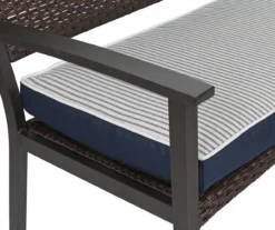 Navy Blue Tick Stripe Reversible Deluxe Outdoor Bench Cushion -Chic Furniture Store 810525197 6