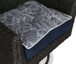 Navy Blue Banana Leaf 4-Piece Outdoor Wicker Chair Cushion Set -Chic Furniture Store 810525531 5
