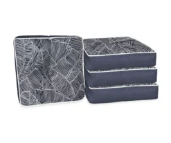 Navy Blue Banana Leaf 4-Piece Outdoor Wicker Chair Cushion Set -Chic Furniture Store 810525531 6