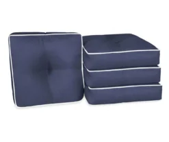 Navy Blue 4-Piece Outdoor Wicker Chair Cushion Set -Chic Furniture Store 810525533 6