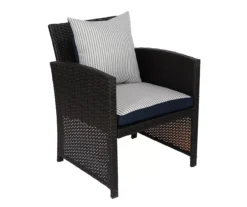 New Products 2 Navy Blue Tick Stripe 4-Piece Reversible Deluxe Outdoor Chair Cushions Set