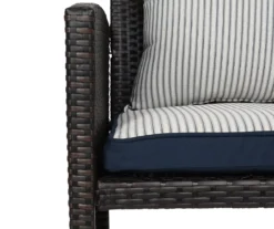Navy Blue Tick Stripe 4-Piece Reversible Deluxe Outdoor Chair Cushions Set -Chic Furniture Store 810525547 5