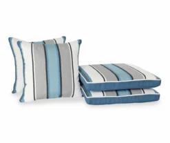 Captain's Blue Stripe 4-Piece Reversible Deluxe Outdoor Cushion Set -Chic Furniture Store 810525549 5