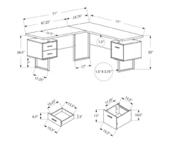 Black & Silver 3-Drawer L-Shaped Corner Desk 11 Black & Silver 3-Drawer L-Shaped Corner Desk -Chic Furniture Store 810527323 5