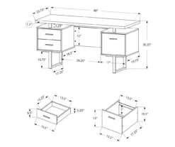 60" Taupe & Black Floating Desk -Chic Furniture Store 810527326 5