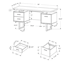 60" Concrete Gray & White Floating Desk -Chic Furniture Store 810527330 5