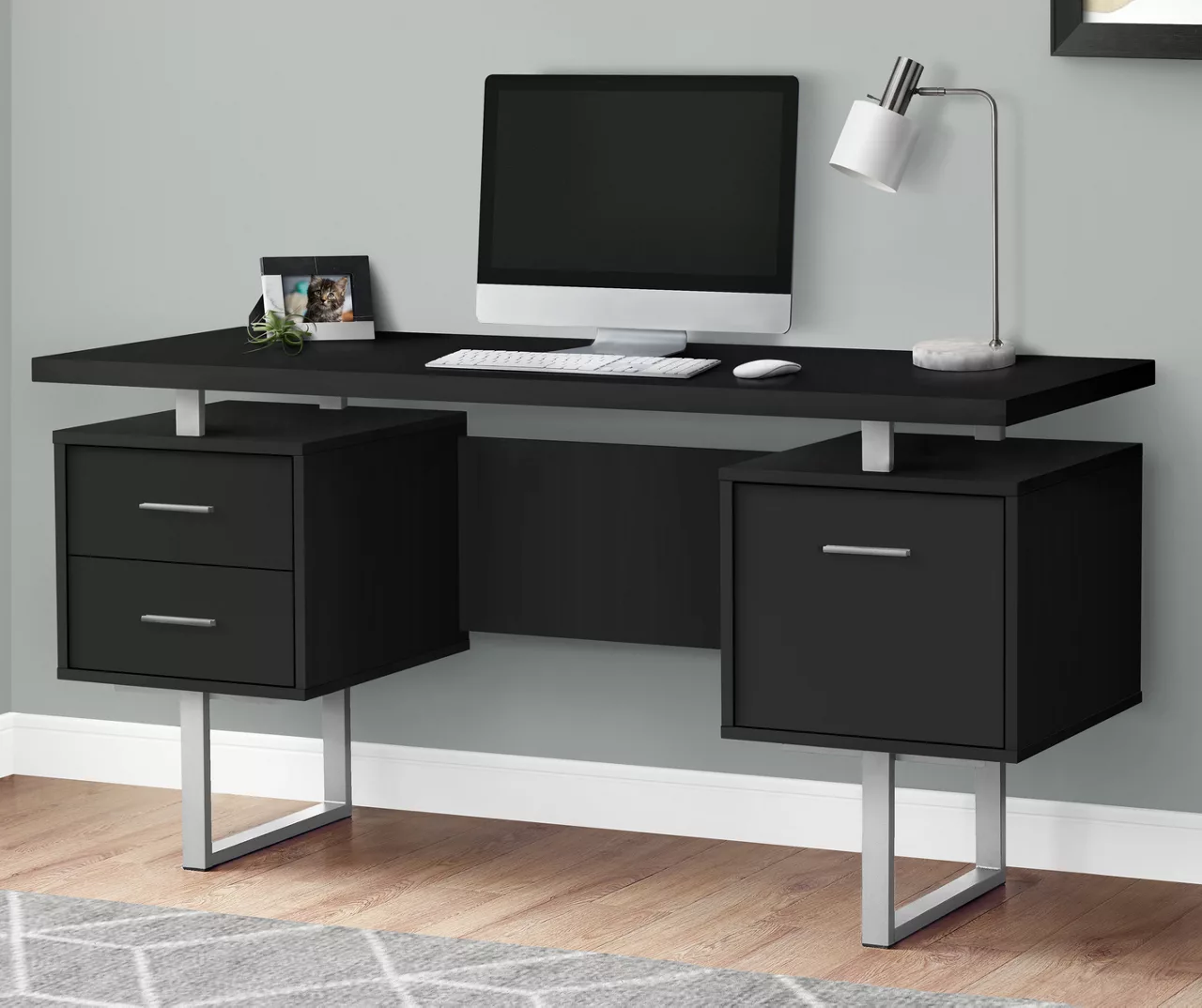 60" Black & Silver Floating Desk 4 60" Black & Silver Floating Desk - Image 2