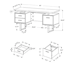 60" Black & Silver Floating Desk 11 60" Black & Silver Floating Desk -Chic Furniture Store 810527331 5