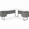 Faux Concrete & White 3-Drawer L-Shaped Corner Desk -Chic Furniture Store 810527349 2