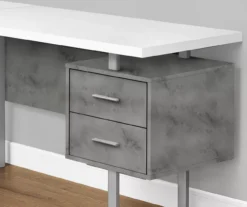Faux Concrete & White 3-Drawer L-Shaped Corner Desk -Chic Furniture Store 810527349 3