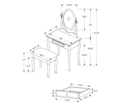 Antique White 2-Piece Mirror Vanity Set -Chic Furniture Store 810527351 6