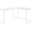 White Metal L-Shaped Corner Desk -Chic Furniture Store 810527370 2