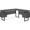 Black & Gray 3-Drawer L-Shaped Corner Desk -Chic Furniture Store 810527373 2