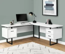White & Black 3-Drawer L-Shaped Corner Desk 8 White & Black 3-Drawer L-Shaped Corner Desk -Chic Furniture Store 810527374 1