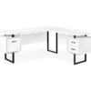 White & Black 3-Drawer L-Shaped Corner Desk -Chic Furniture Store 810527374 2
