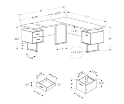 White & Black 3-Drawer L-Shaped Corner Desk 11 White & Black 3-Drawer L-Shaped Corner Desk -Chic Furniture Store 810527374 5