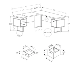 Faux Concrete & Black 3-Drawer L-Shaped Corner Desk -Chic Furniture Store 810527375 5