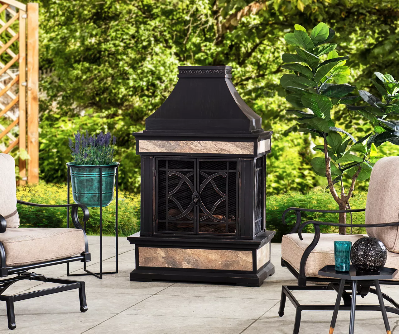 35.4" Heirloom Black Slate Wood Burning Patio Fireplace 4 35.4" Heirloom Black Slate Wood Burning Patio Fireplace - Image 2