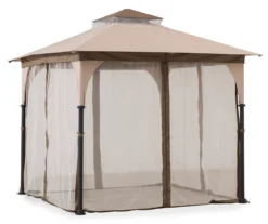 Tan & Brown 2-Tier Soft Top Gazebo With Netting -Chic Furniture Store 810527847 2
