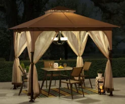 Tan & Brown 2-Tier Soft Top Gazebo With Netting -Chic Furniture Store 810527847 3