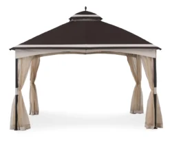 Brown & Tan 2-Tier Gazebo, (10.5' X 13')