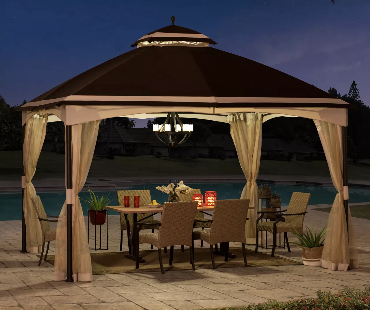 Brown & Tan 2-Tier Gazebo, (10.5' X 13') 8 Brown & Tan 2-Tier Gazebo, (10.5' X 13') - Image 6