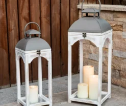 Whitewash Open Frame 2-Piece Candle Lantern Set -Chic Furniture Store 810528357 10