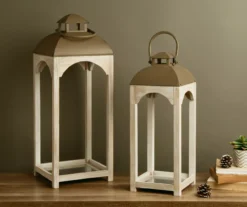 Whitewash Open Frame 2-Piece Candle Lantern Set -Chic Furniture Store 810528357 11