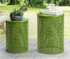 Green 2-Piece Metal Drum Garden Table Set 22 Green 2-Piece Metal Drum Garden Table Set -Chic Furniture Store 810531034 10