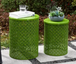 Green 2-Piece Metal Drum Garden Table Set 23 Green 2-Piece Metal Drum Garden Table Set -Chic Furniture Store 810531034 11