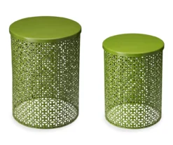 Green 2-Piece Metal Drum Garden Table Set 14 Green 2-Piece Metal Drum Garden Table Set -Chic Furniture Store 810531034 2