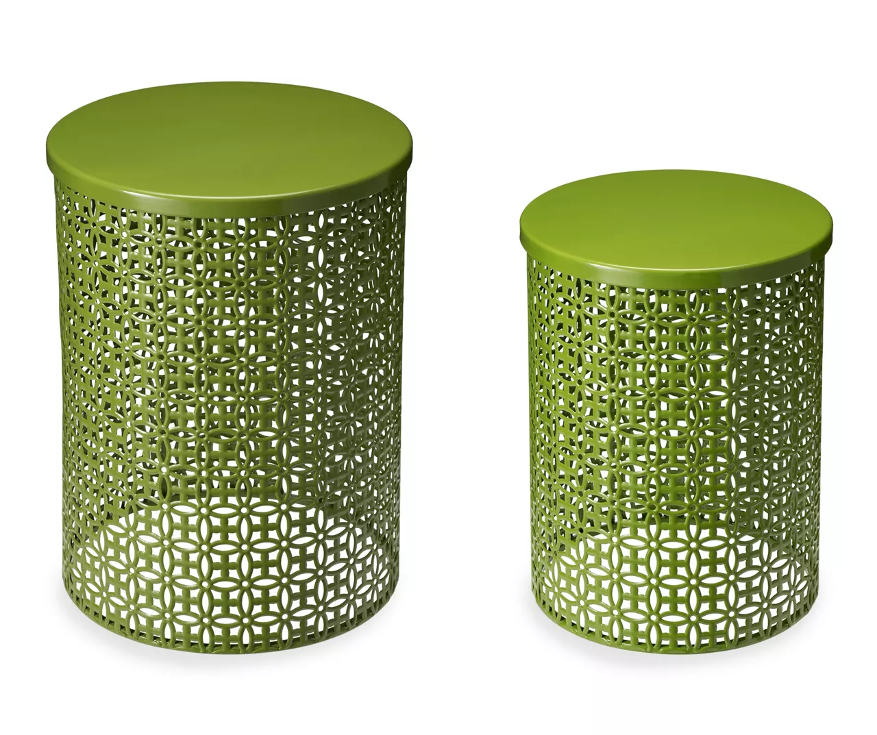 Green 2-Piece Metal Drum Garden Table Set 4 Green 2-Piece Metal Drum Garden Table Set - Image 2