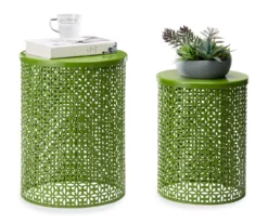 Green 2-Piece Metal Drum Garden Table Set 15 Green 2-Piece Metal Drum Garden Table Set -Chic Furniture Store 810531034 3