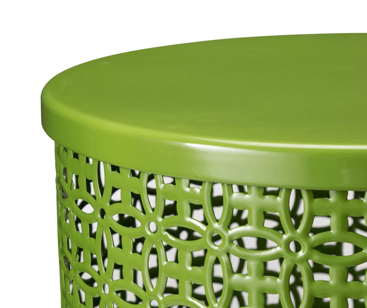 Green 2-Piece Metal Drum Garden Table Set 6 Green 2-Piece Metal Drum Garden Table Set - Image 4