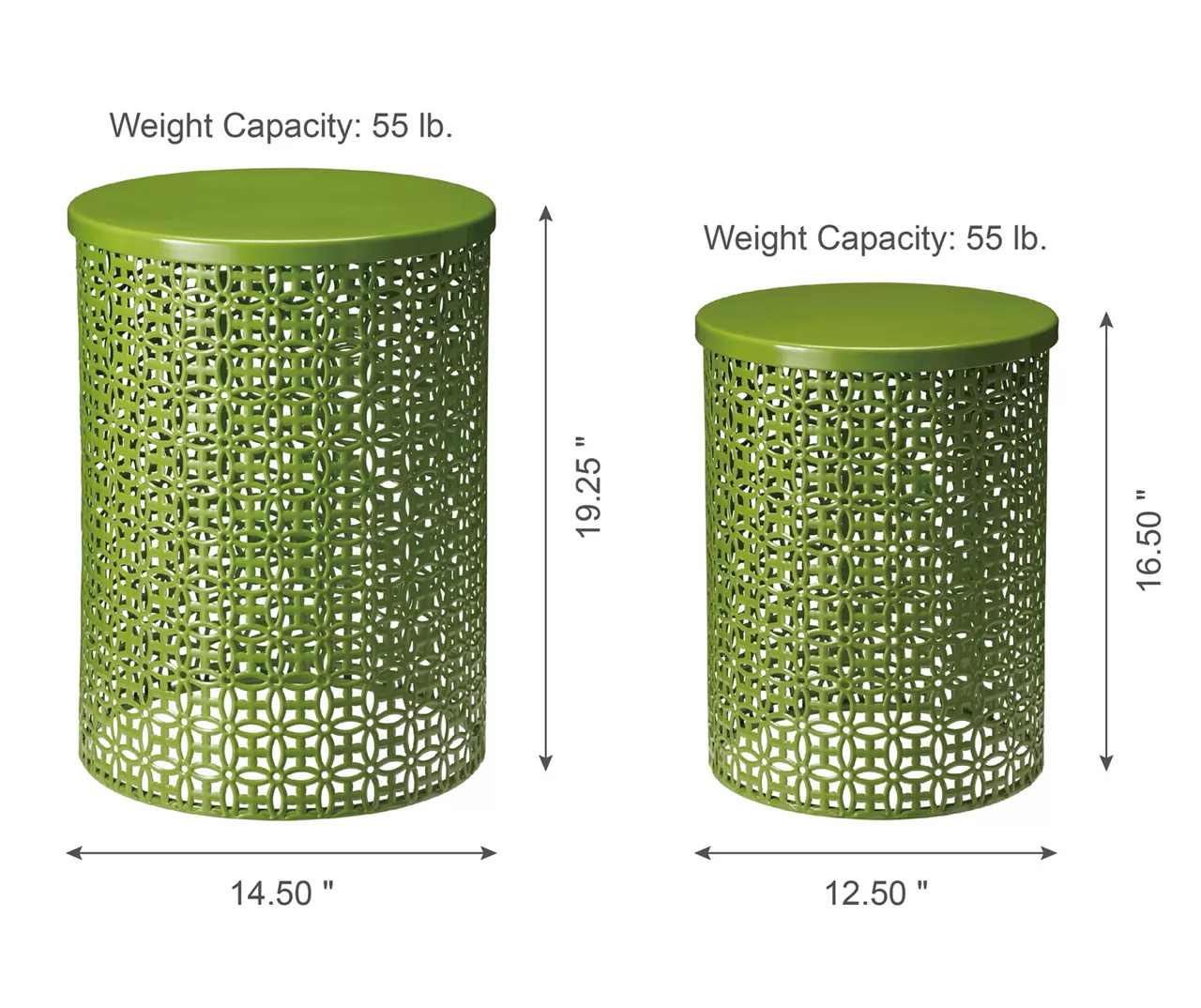 Green 2-Piece Metal Drum Garden Table Set 8 Green 2-Piece Metal Drum Garden Table Set - Image 6