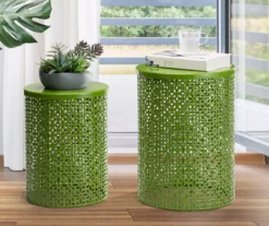 Green 2-Piece Metal Drum Garden Table Set 20 Green 2-Piece Metal Drum Garden Table Set -Chic Furniture Store 810531034 8