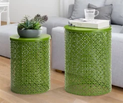 Green 2-Piece Metal Drum Garden Table Set 21 Green 2-Piece Metal Drum Garden Table Set -Chic Furniture Store 810531034 9