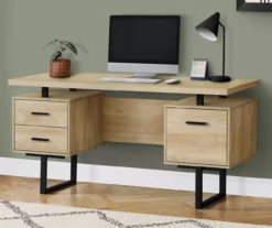 Natural Reclaimed Wood Look Reversible Computer Desk -Chic Furniture Store 810533367 1 1