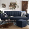 Brittany Navy Blue Linen Convertible Sleeper Futon -Chic Furniture Store 810535269 1