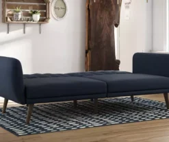 Brittany Navy Blue Linen Convertible Sleeper Futon -Chic Furniture Store 810535269 3