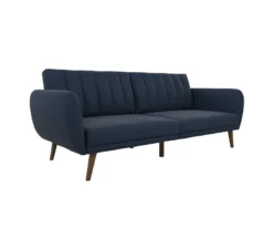 Brittany Navy Blue Linen Convertible Sleeper Futon -Chic Furniture Store 810535269 4