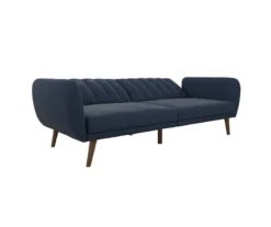 Brittany Navy Blue Linen Convertible Sleeper Futon -Chic Furniture Store 810535269 5