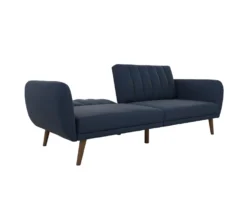Brittany Navy Blue Linen Convertible Sleeper Futon -Chic Furniture Store 810535269 6