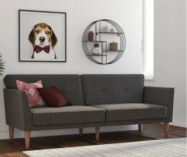 Regal Gray Linen Convertible Sleeper Futon 5 Regal Gray Linen Convertible Sleeper Futon - Image 3