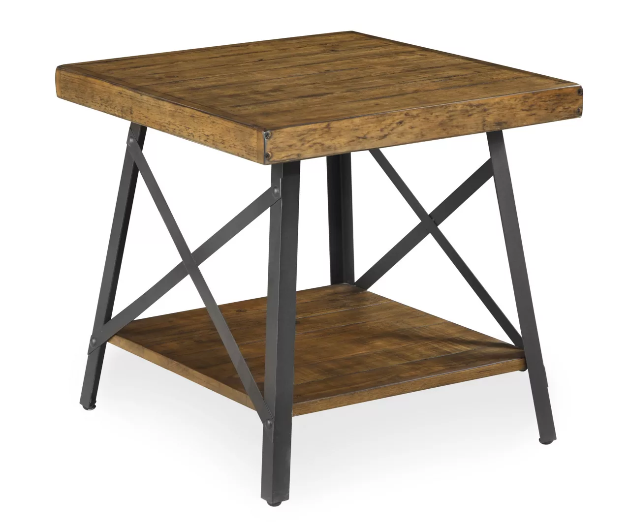 Pomona Pine Brown & Steel Gray 24" Wood Open-Shelf End Table 3 Pomona Pine Brown & Steel Gray 24" Wood Open-Shelf End Table