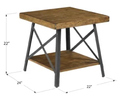 Pomona Pine Brown & Steel Gray 24" Wood Open-Shelf End Table 25 Pomona Pine Brown & Steel Gray 24" Wood Open-Shelf End Table -Chic Furniture Store 810535748 2