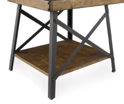 Pomona Pine Brown & Steel Gray 24" Wood Open-Shelf End Table 23 Pomona Pine Brown & Steel Gray 24" Wood Open-Shelf End Table -Chic Furniture Store 810535748 4