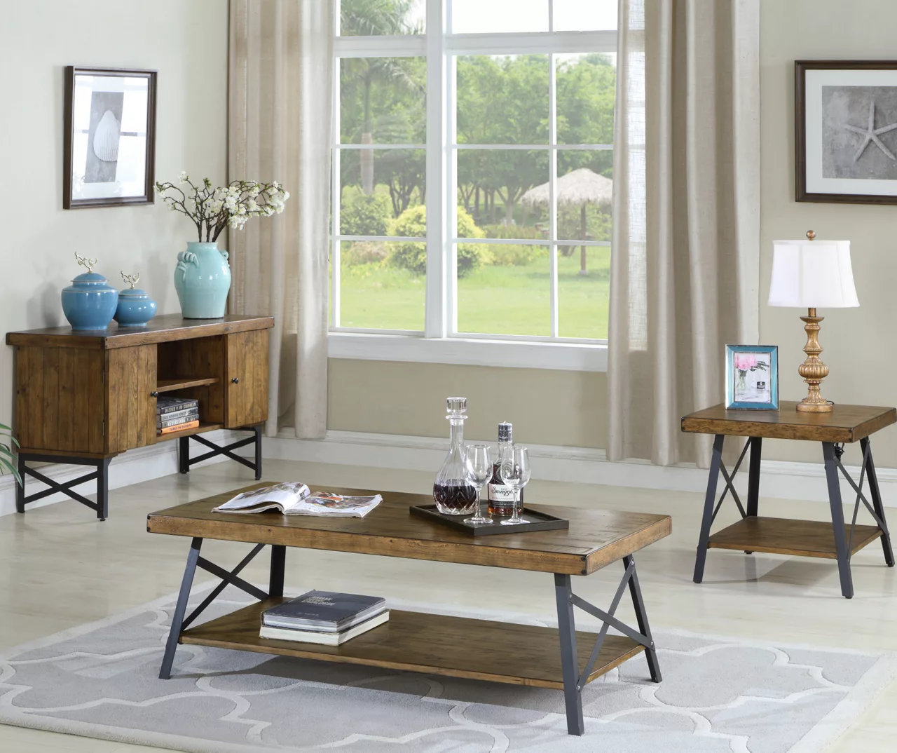 Pomona Pine Brown & Steel Gray 24" Wood Open-Shelf End Table 7 Pomona Pine Brown & Steel Gray 24" Wood Open-Shelf End Table - Image 5