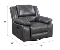 Paulson Gray Faux Leather Swivel Gliding Recliner -Chic Furniture Store 810535759 A7 1