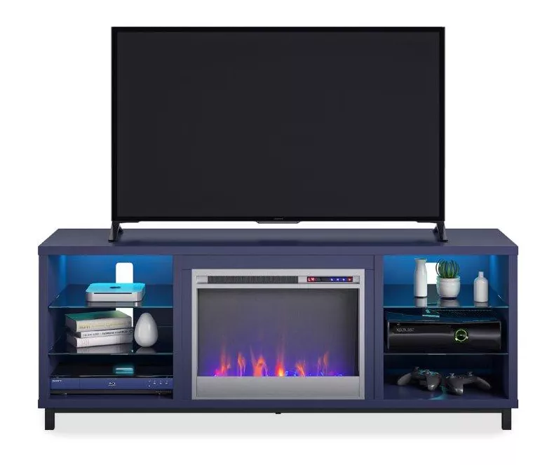 70" Intrepid Navy Deluxe Electric Fireplace Console 4 70" Intrepid Navy Deluxe Electric Fireplace Console - Image 2